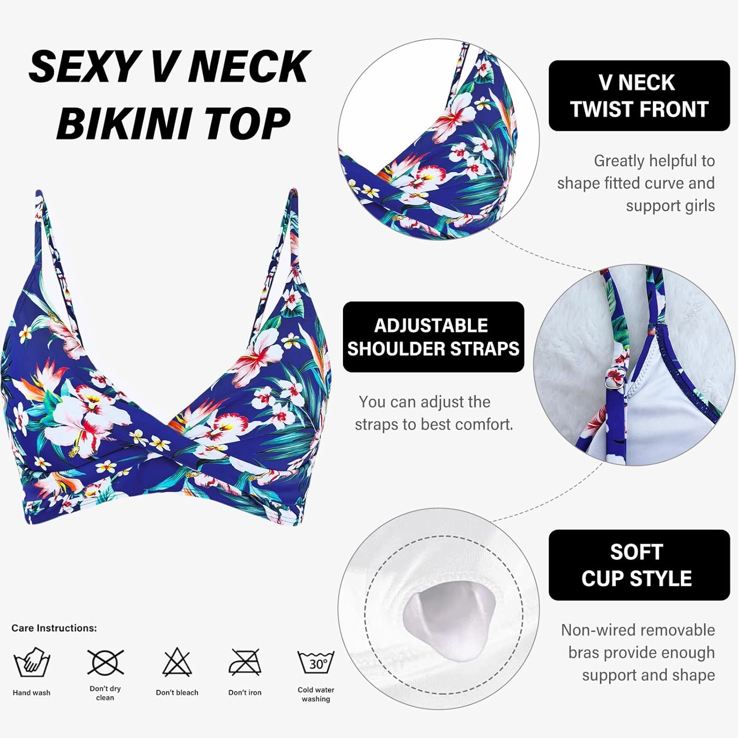 Women's High Waisted Bikini Set Push Up V Neck Ruched Bottom Stylish Two Piece Swimsuit Bathing Suit