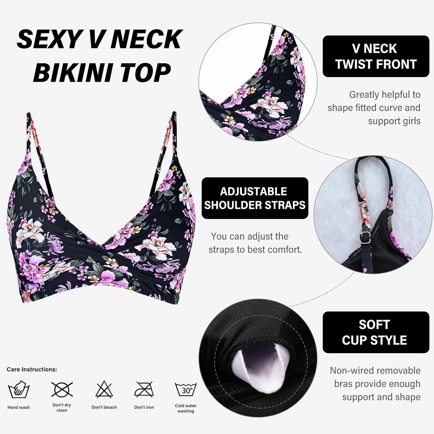 Women's High Waisted Bikini Set Push Up V Neck Ruched Bottom Stylish Two Piece Swimsuit Bathing Suit