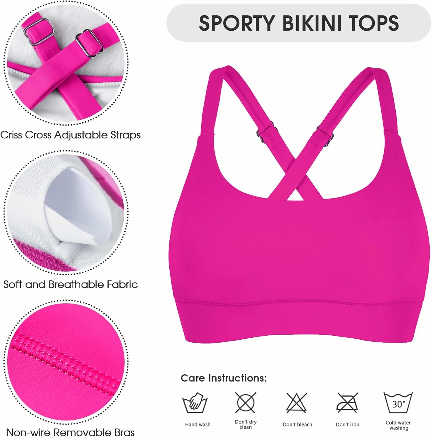 Women's High Waisted Bikini Sets Sporty Scoop Neck Cross Back Bathing Suit Two Piece Swimsuits for Women
