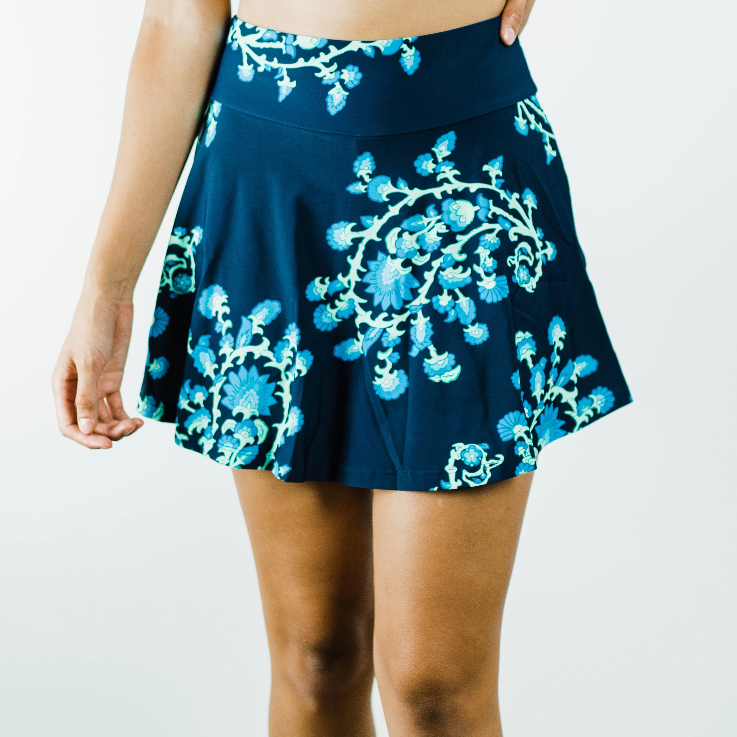 Women's High Waisted Flowy Swim Skirt With Shorts