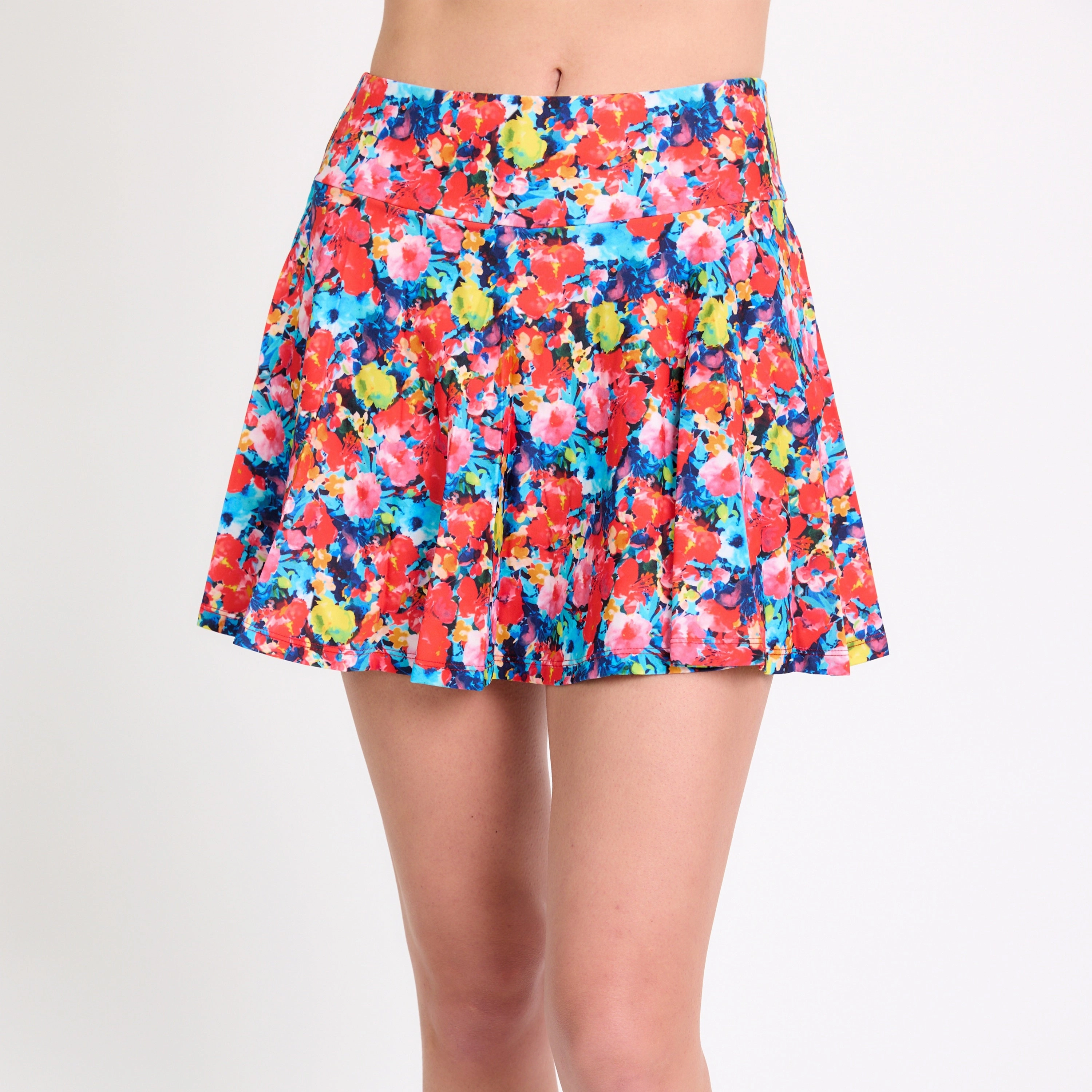 Women's High Waisted Flowy Swim Skirt With Shorts