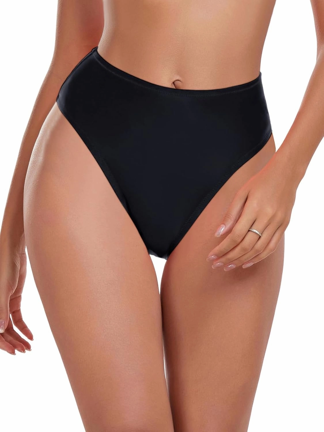 Women's High Waisted High Cut Thong Bikini Bottom