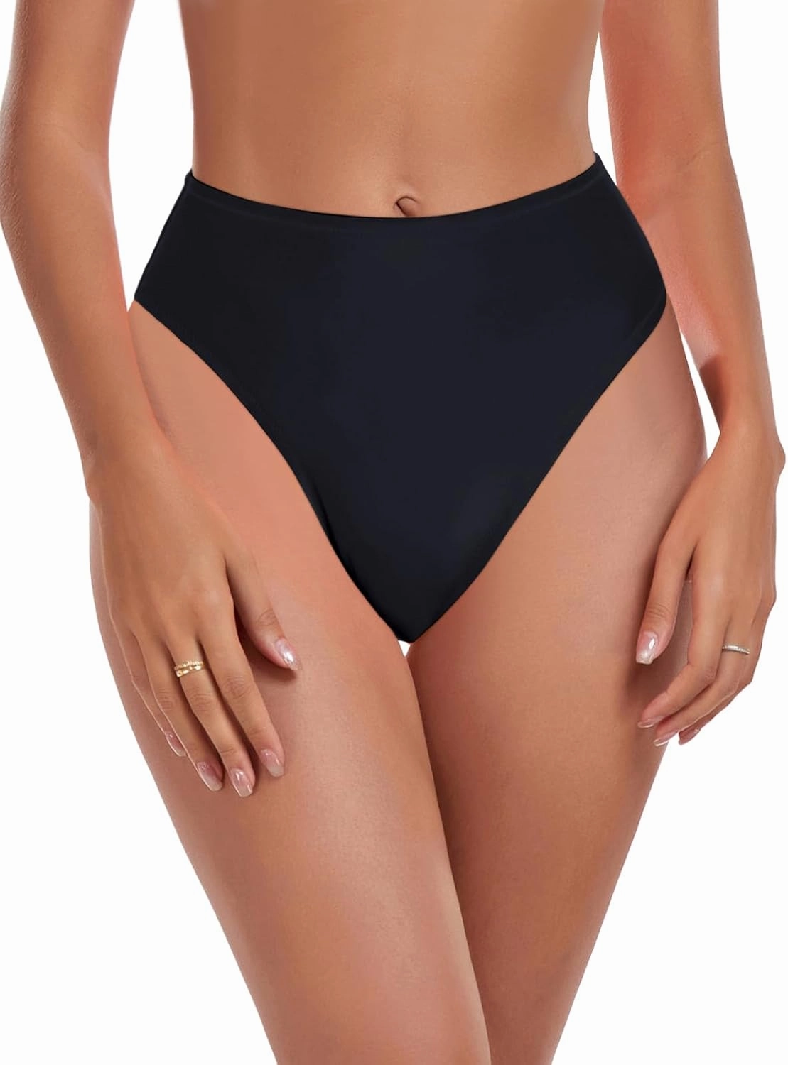Women's High Waisted High Cut Thong Bikini Bottom