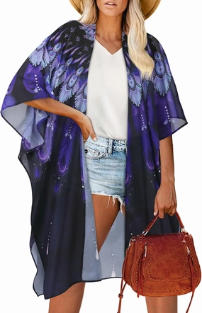 Women's Kimono Beach Cover up for Summer Bathing Suits Cardigans Casual Loose Swimwear