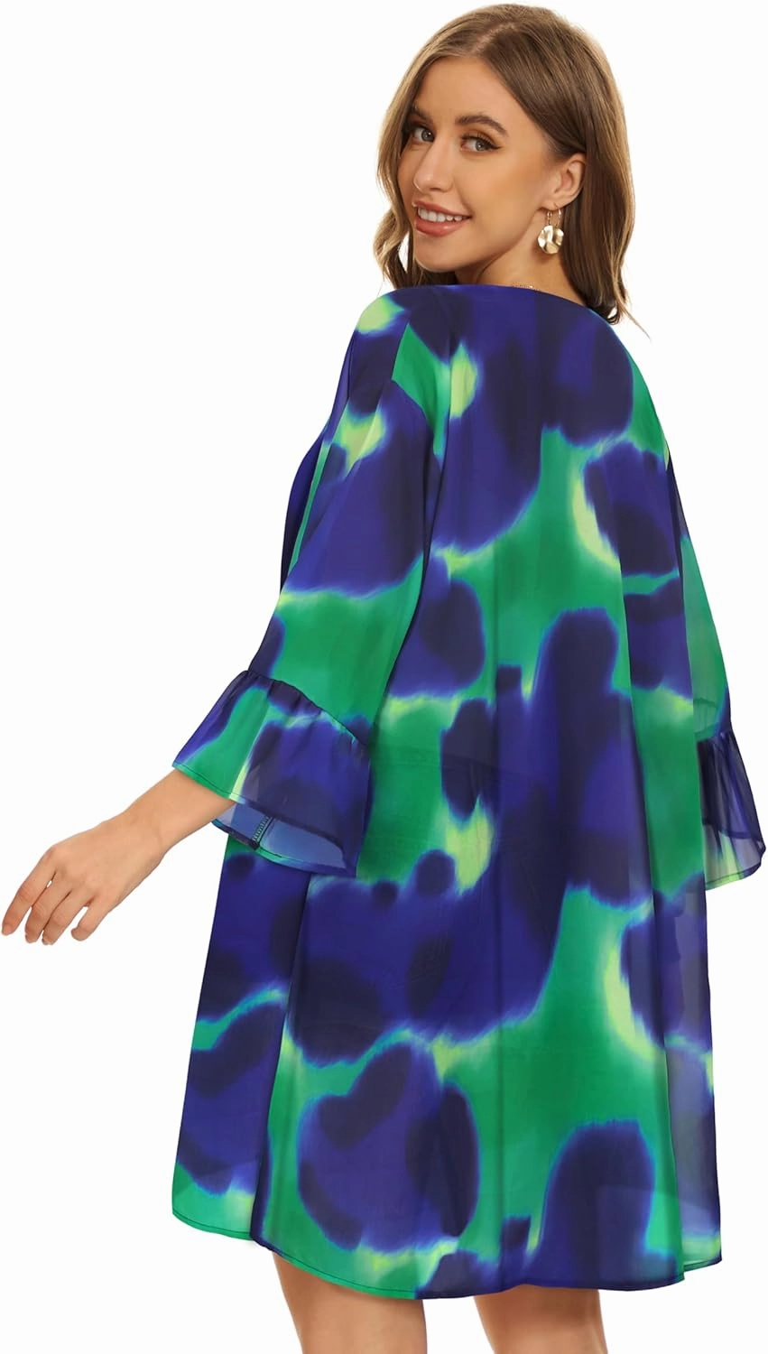 Women's Kimono Cardigans Floral Chiffon Loose Open Front Casual Summer Tops