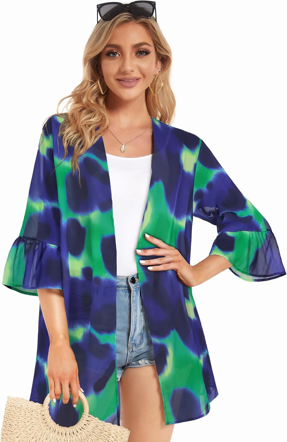 Women's Kimono Cardigans Floral Chiffon Loose Open Front Casual Summer Tops