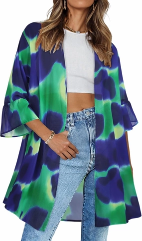 Women's Kimono Cardigans Floral Chiffon Loose Open Front Casual Summer Tops