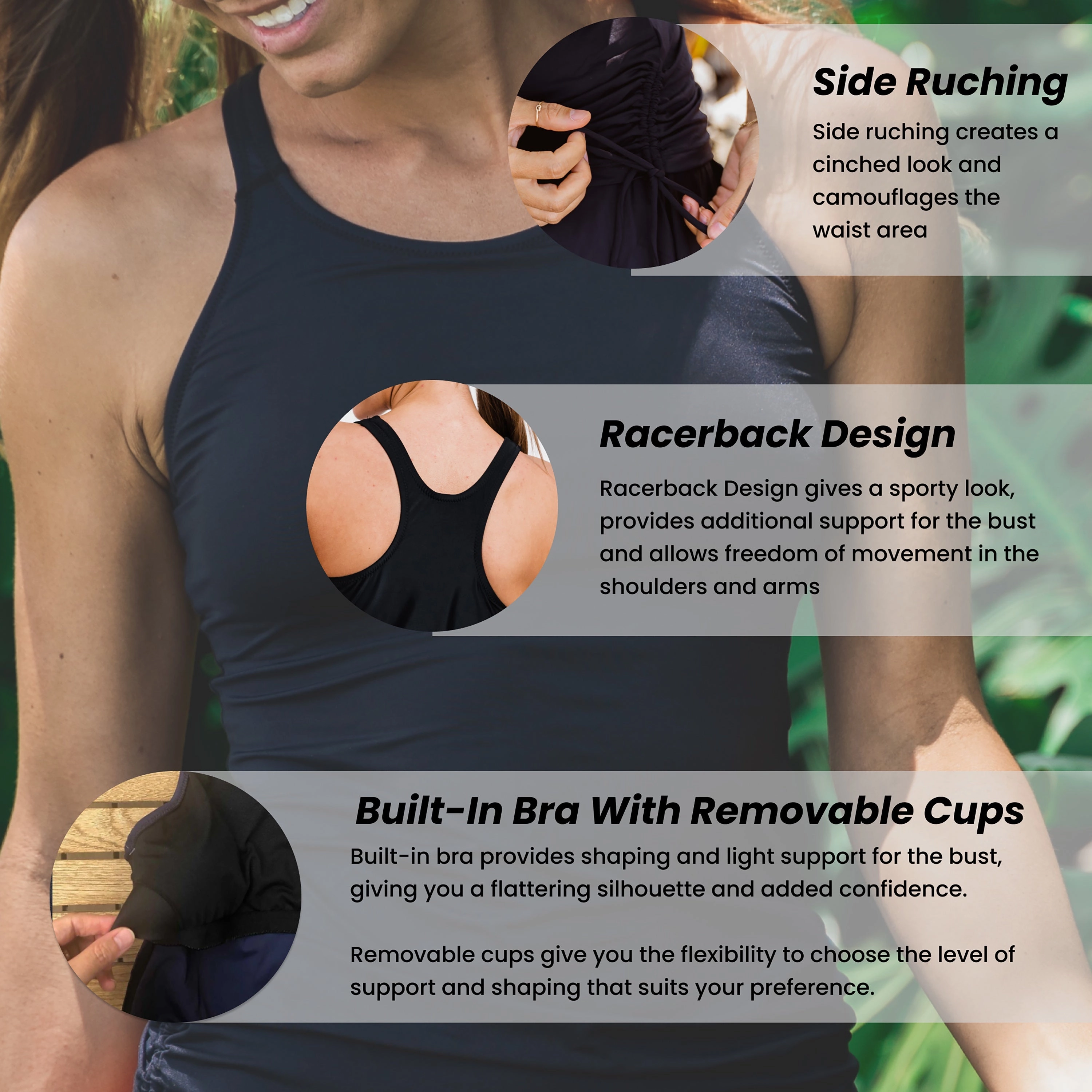 Women's Maya Maya Tankini Swim Top With Removable Cups