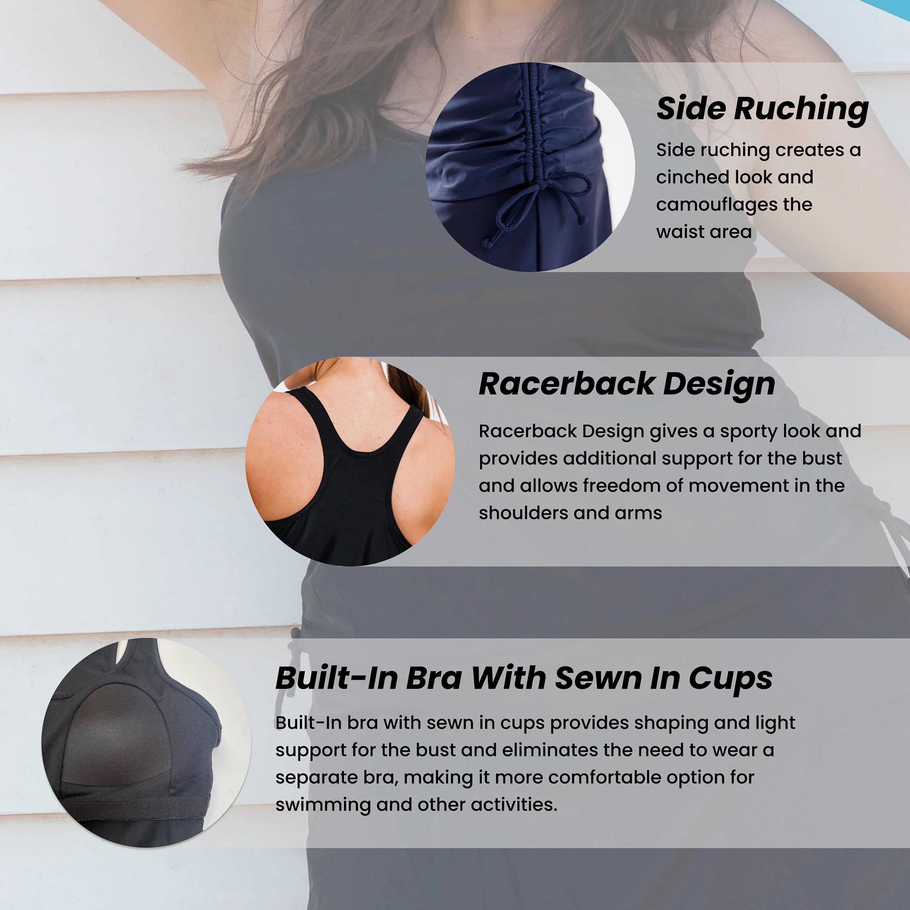 Women's Maya Tankini Swim Top With Built-in Bra - Patterns