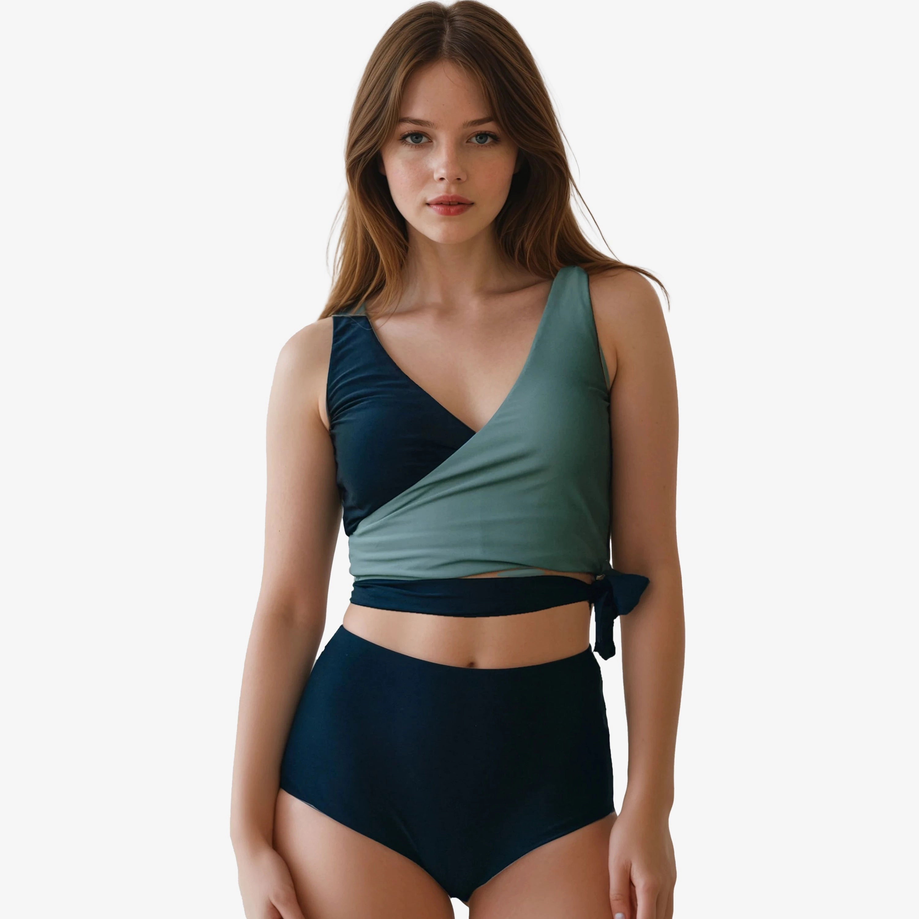 Women's Plus Emery Wrap Swim Top With Removable Cups & Bikini Bottom