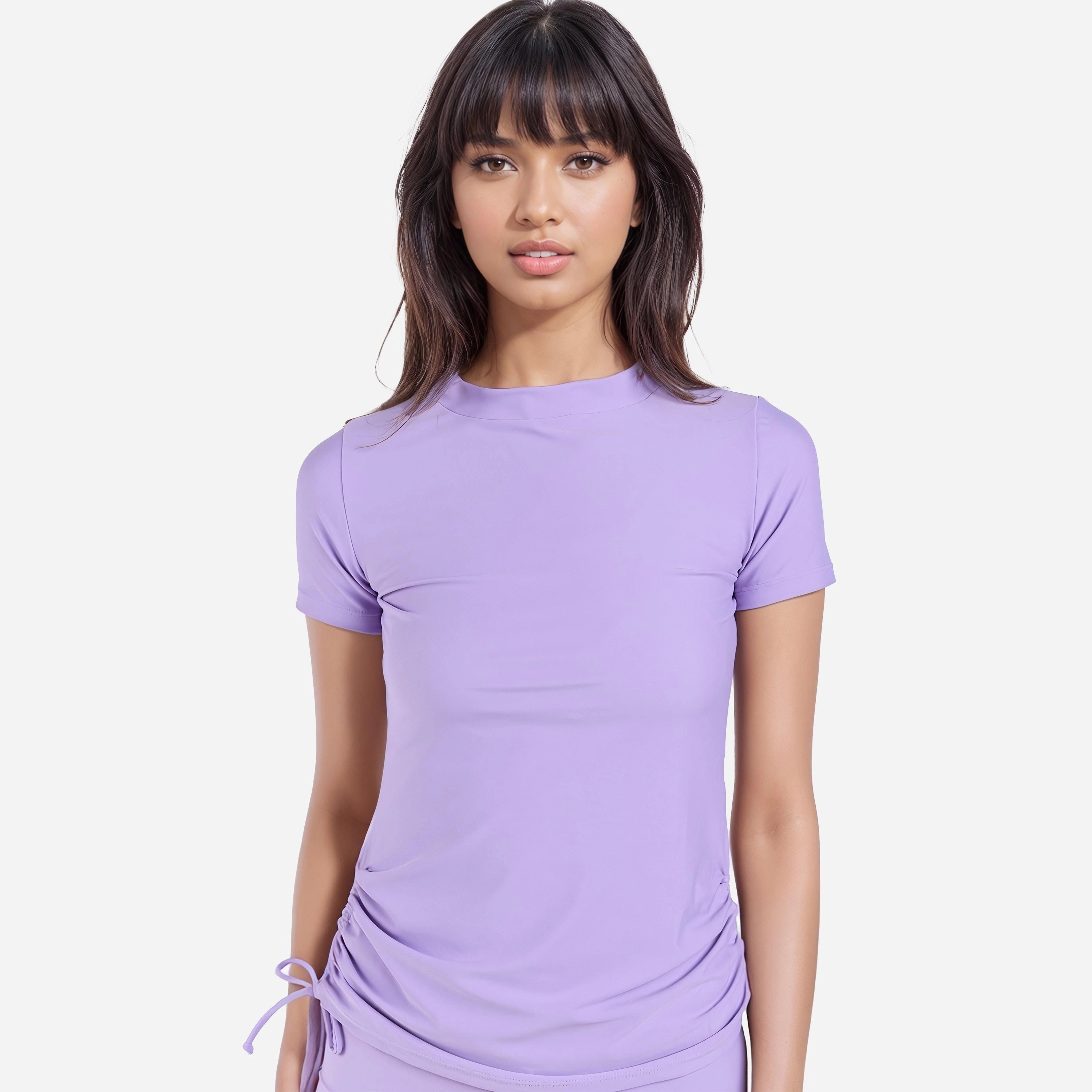 Women's Plus Mock Neck Short Sleeve Adele Swim Top