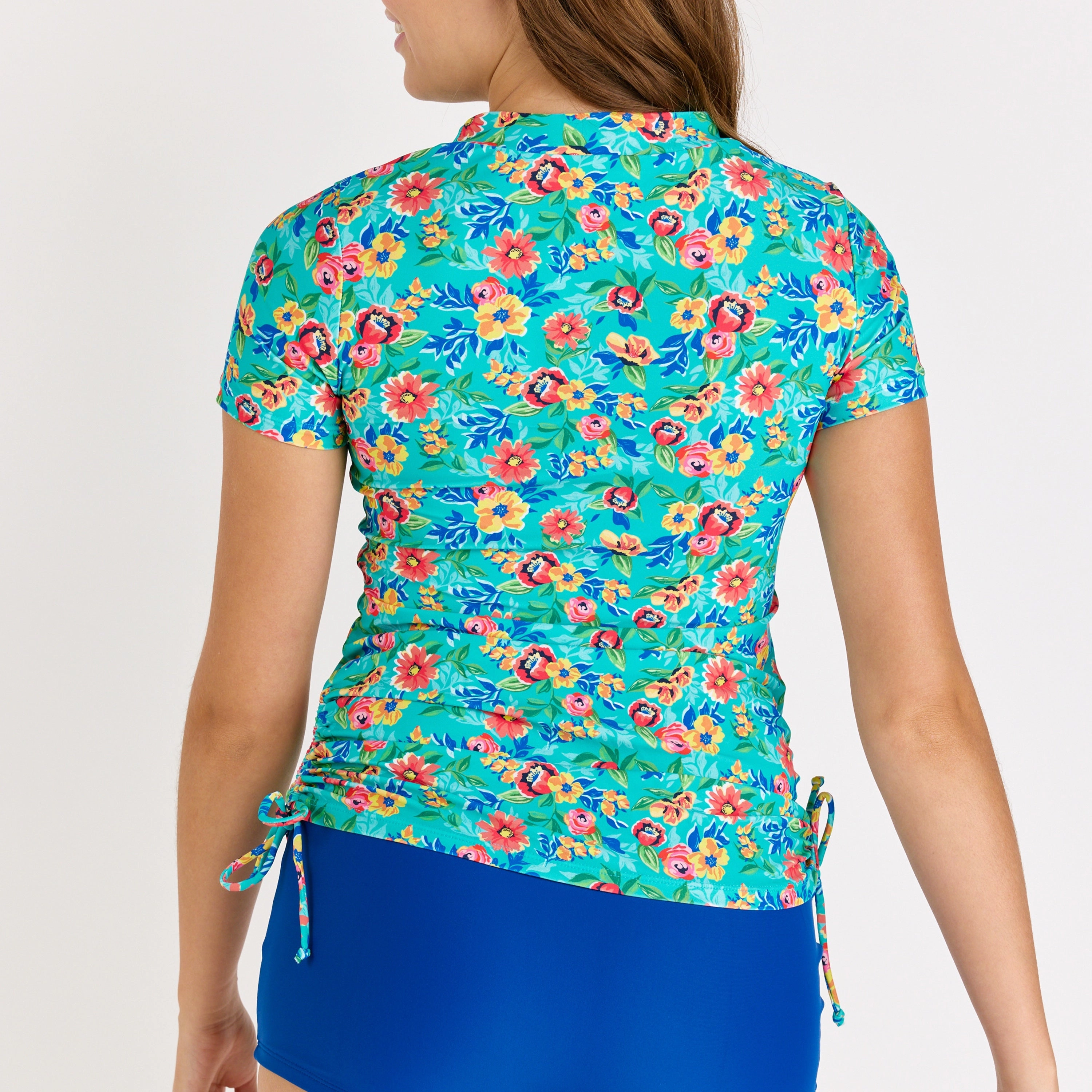 Women's Plus Mock Neck Short Sleeve Adele Swim Top