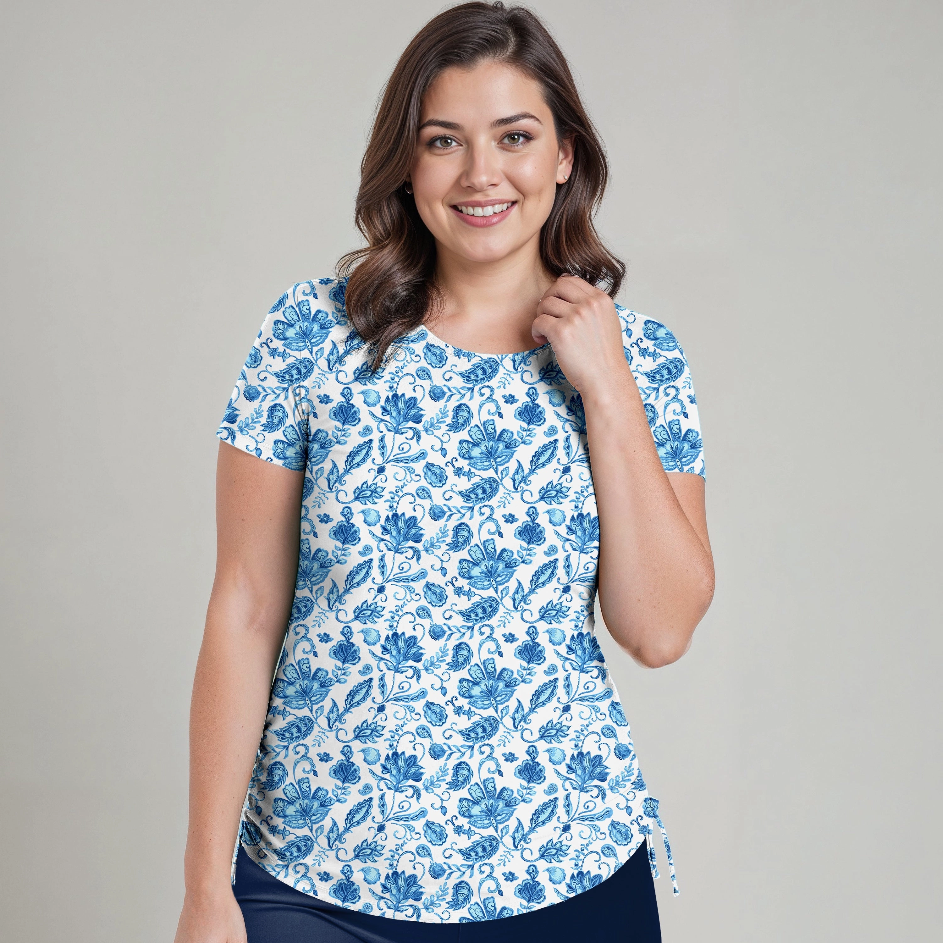 Women's Plus Short Sleeve Adele Swim Top - Patterns