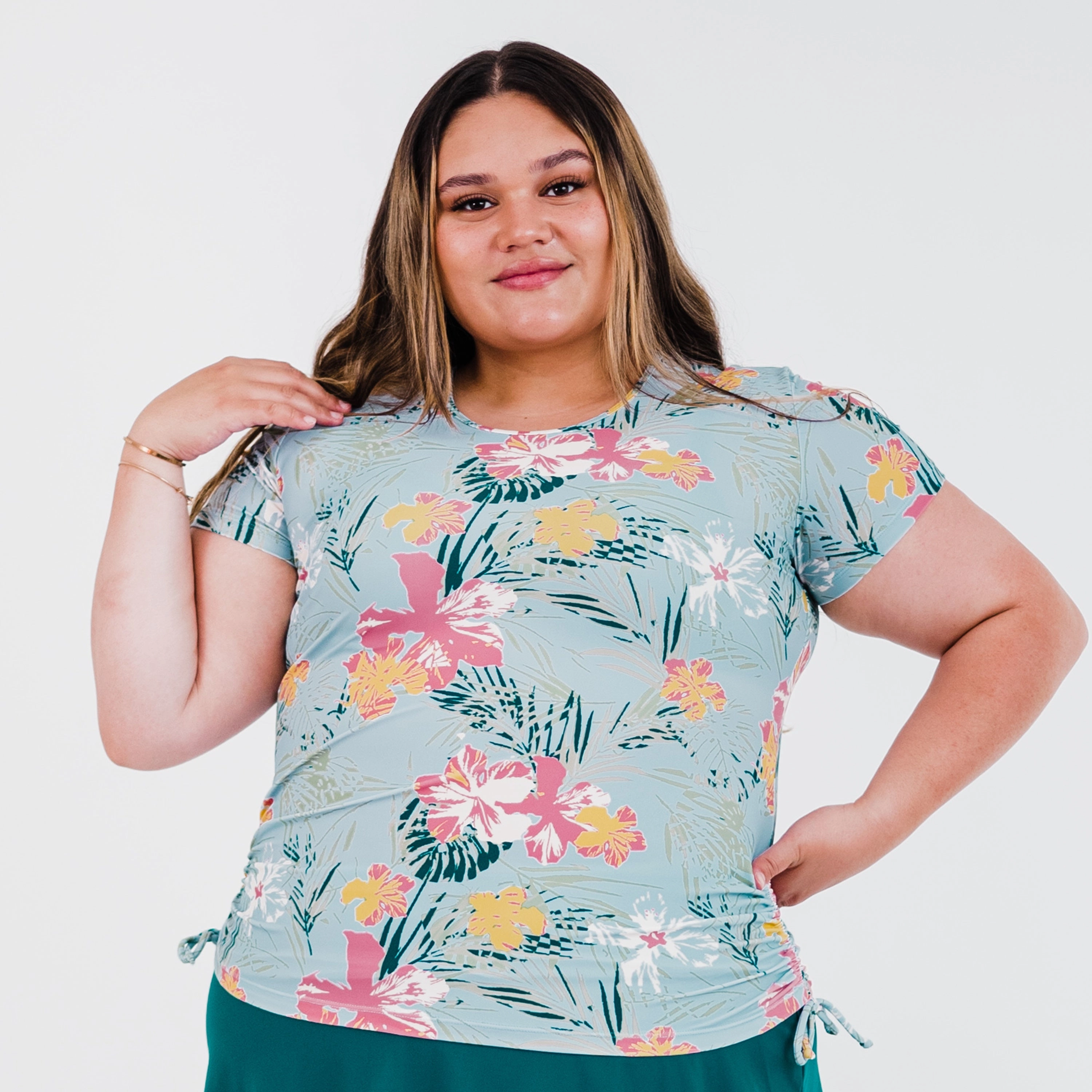 Women's Plus Short Sleeve Adele Swim Top - Patterns