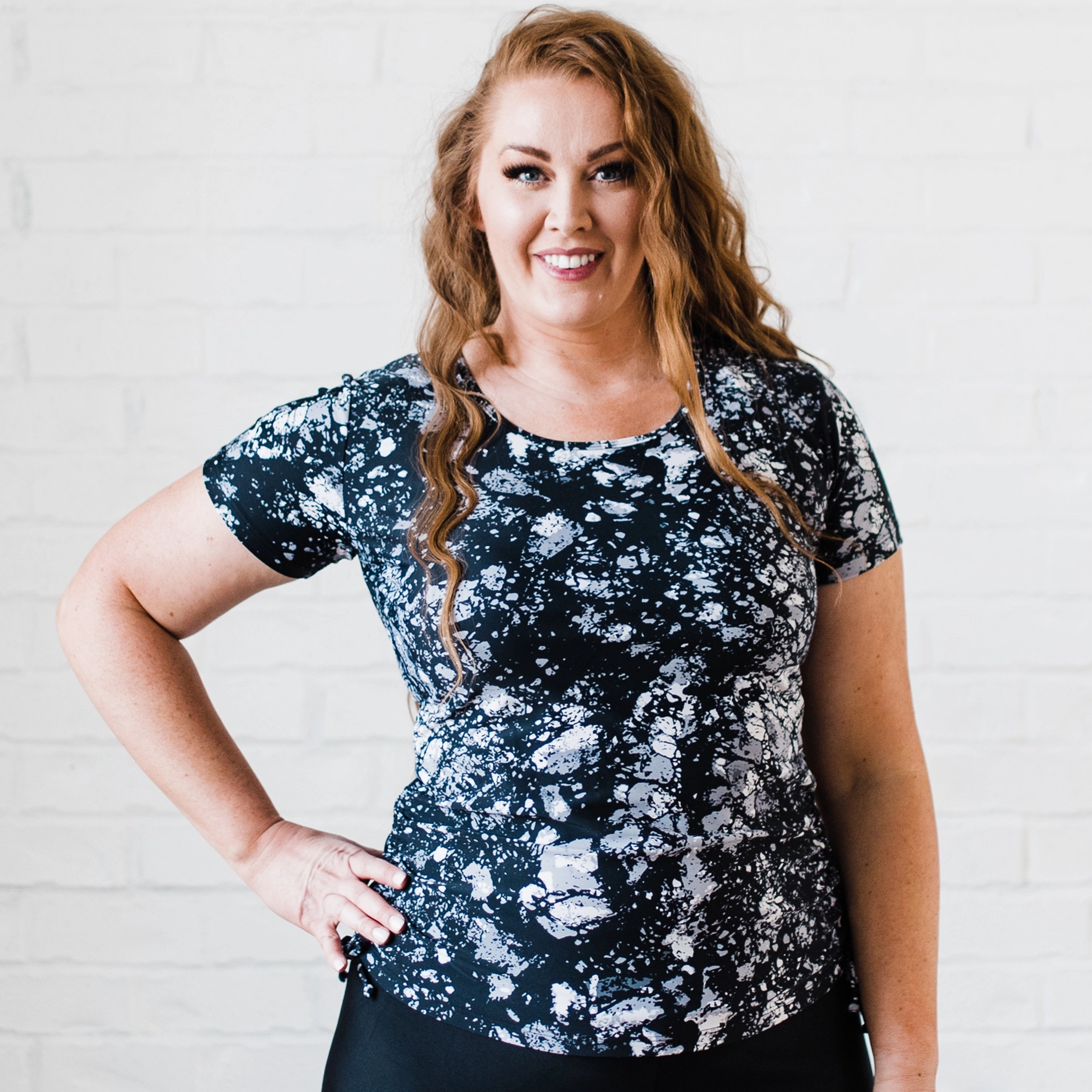 Women's Plus Short Sleeve Adele Swim Top - Patterns