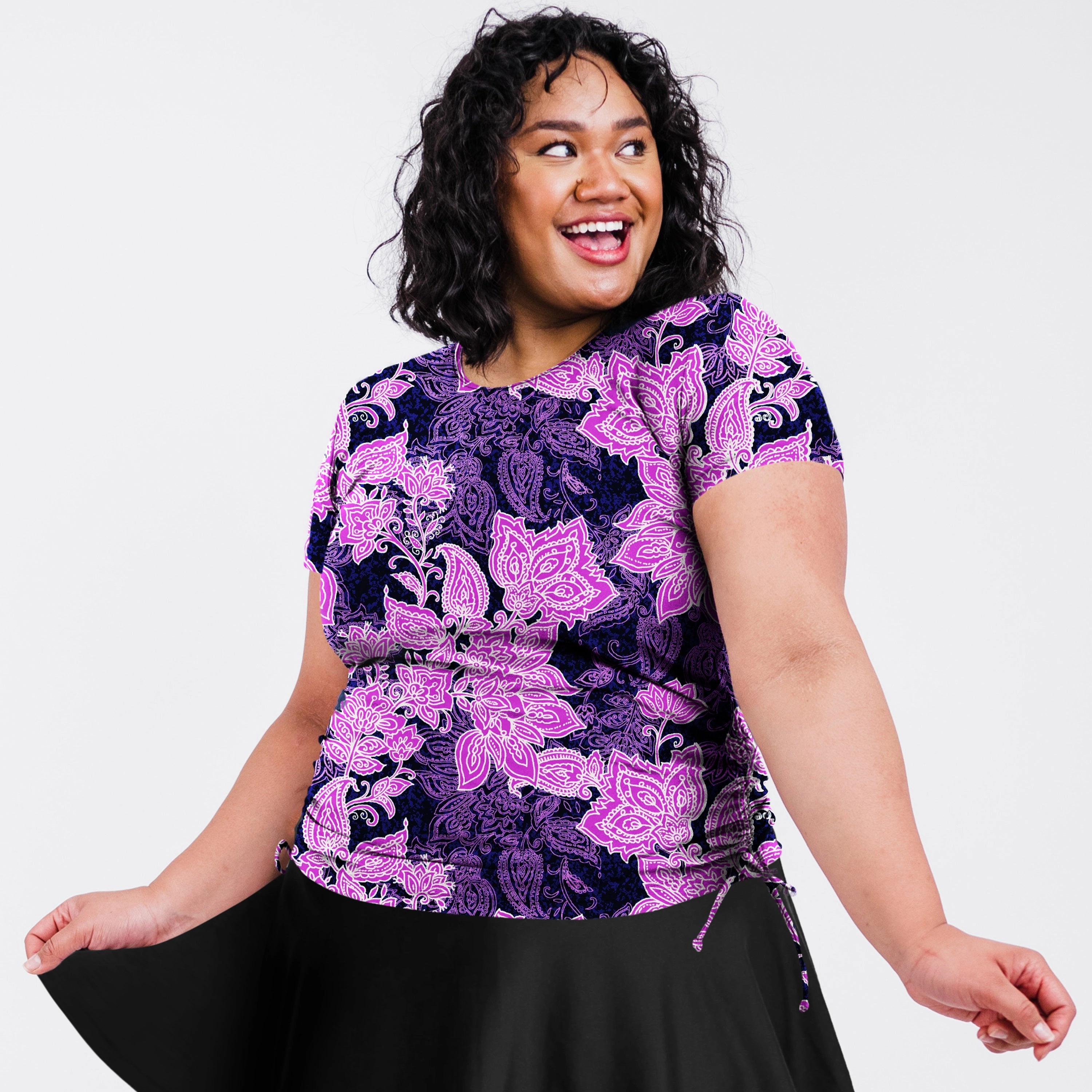 Women's Plus Short Sleeve Adele Swim Top - Patterns