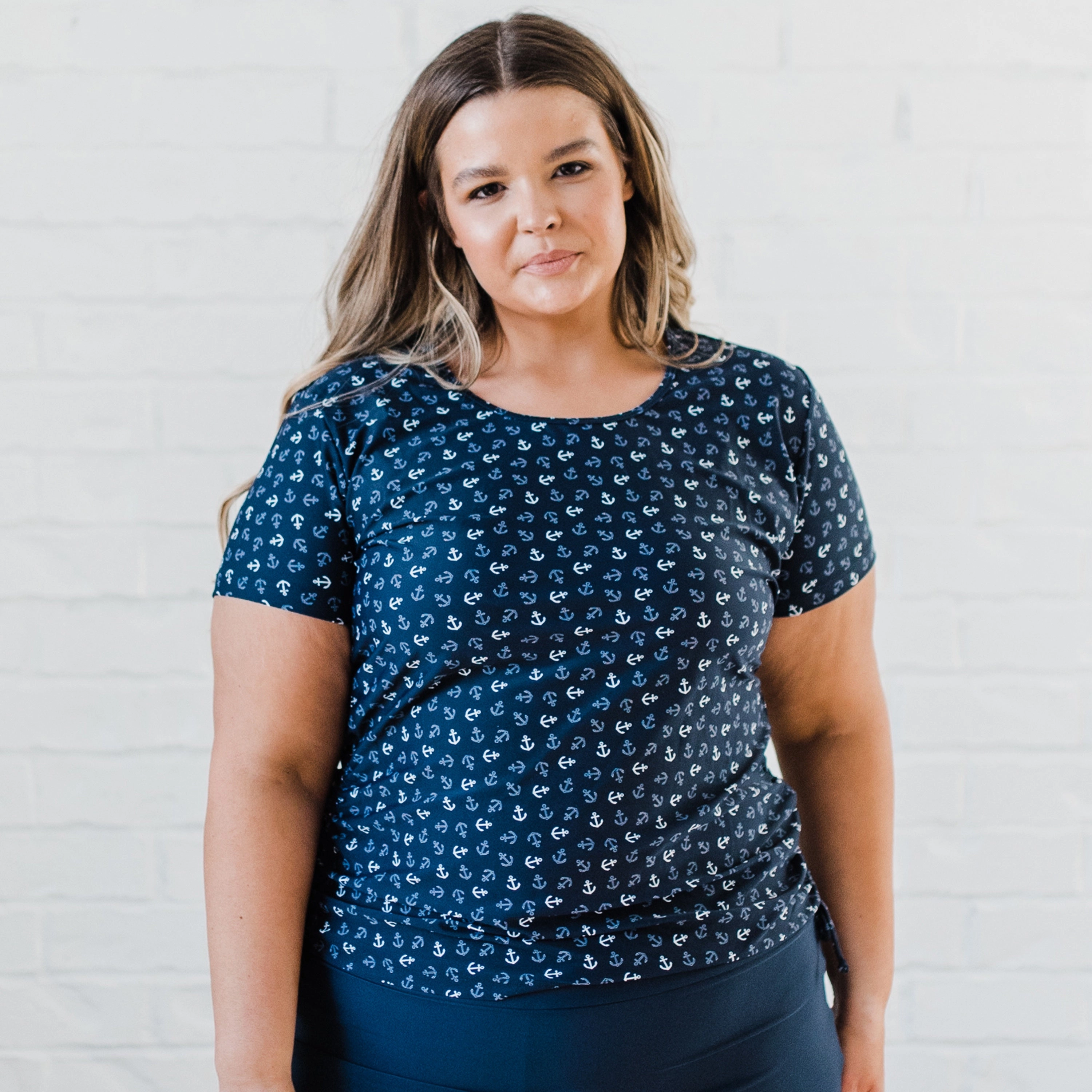 Women's Plus Short Sleeve Adele Swim Top - Patterns