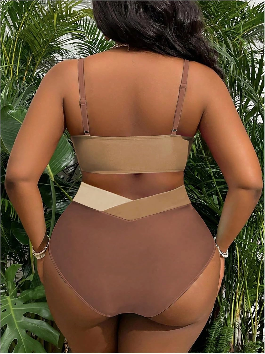 Women's Plus Size 2 Piece Bikini Set High Waisted Bikini Twist Front Swimsuit Cut Out Ruched Bathing Suit Beachwear