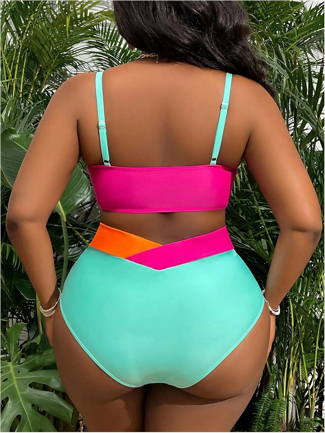 Women's Plus Size 2 Piece Bikini Set High Waisted Bikini Twist Front Swimsuit Cut Out Ruched Bathing Suit Beachwear