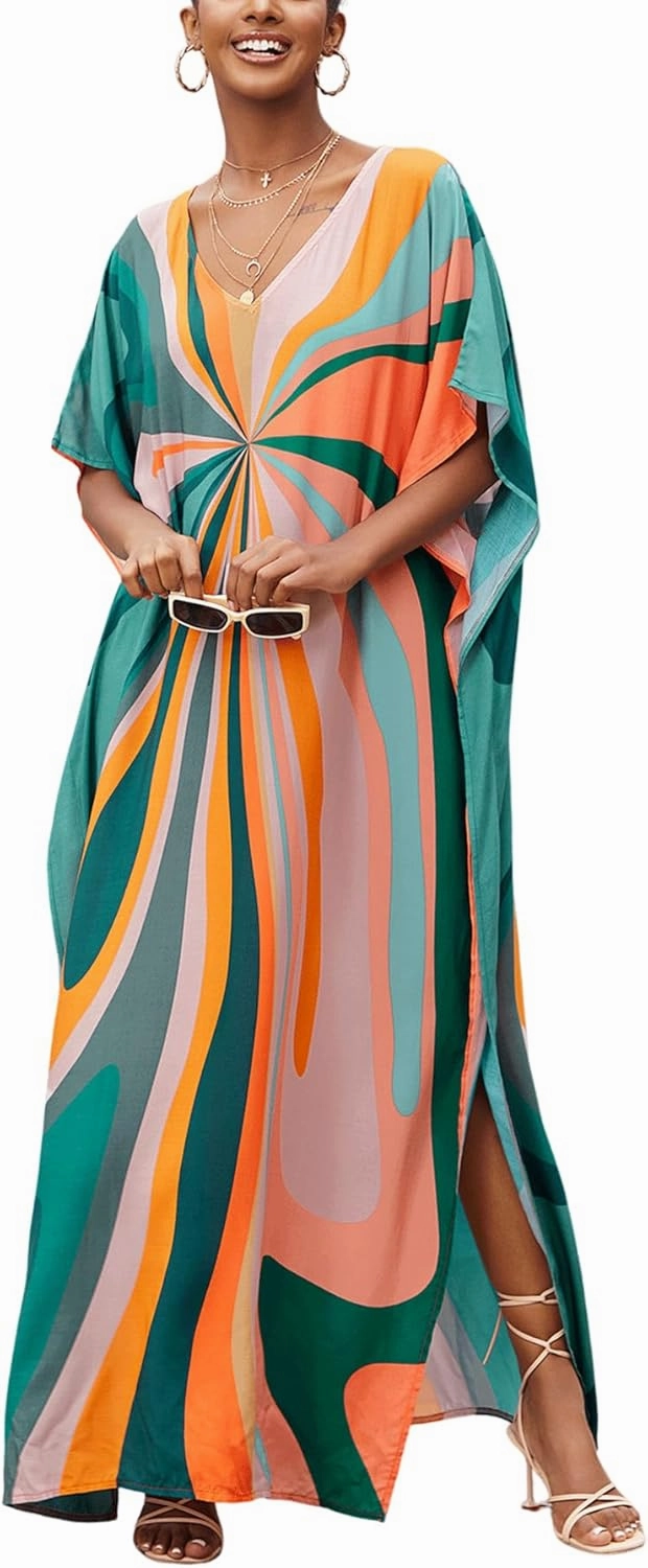 Women's Plus Size Beach Lounge Kaftan Maxi Dress Swimsuit Coverup for Women