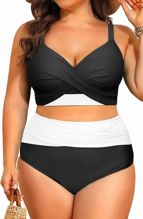 Women's Plus Size High Waisted Bikini - Two Piece Swimsuit Tummy Control Bathing Suit 2025 Twist Swimwear