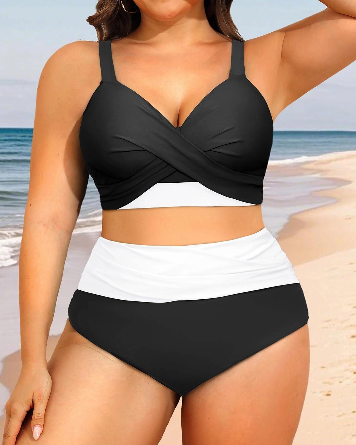 Women's Plus Size High Waisted Bikini - Two Piece Swimsuit Tummy Control Bathing Suit 2025 Twist Swimwear