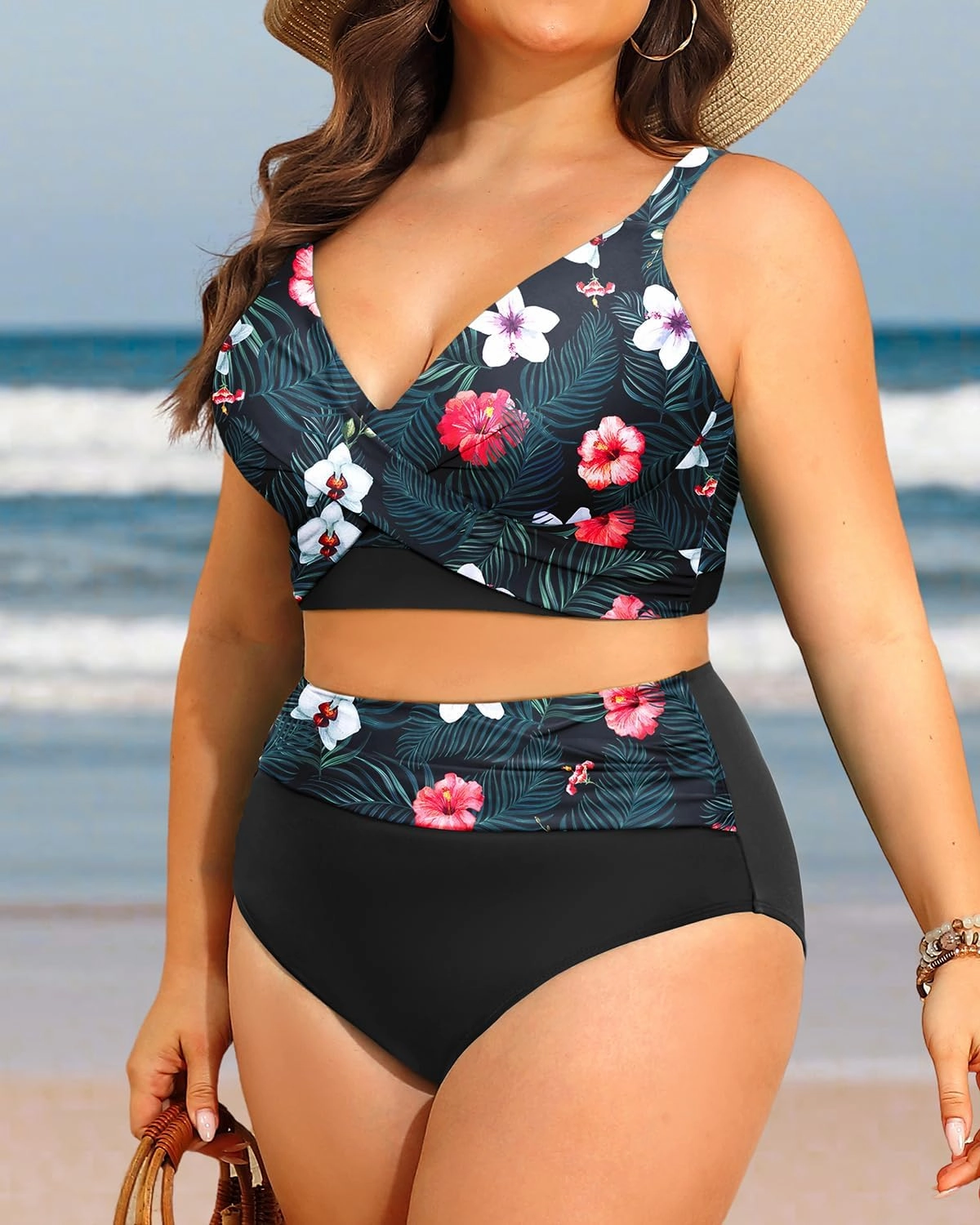 Women's Plus Size High Waisted Bikini - Two Piece Swimsuit Tummy Control Bathing Suit 2025 Twist Swimwear