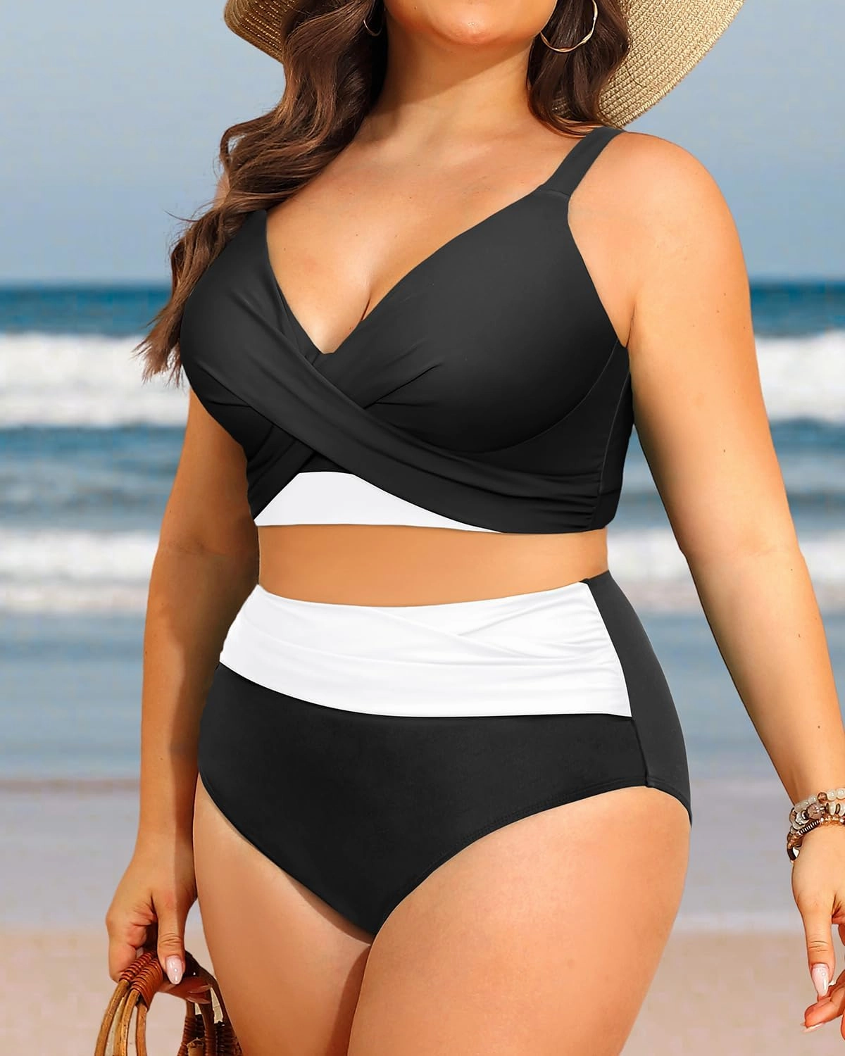 Women's Plus Size High Waisted Bikini - Two Piece Swimsuit Tummy Control Bathing Suit 2025 Twist Swimwear