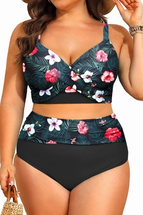 Women's Plus Size High Waisted Bikini - Two Piece Swimsuit Tummy Control Bathing Suit 2025 Twist Swimwear