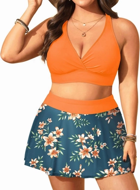 Women's Plus Size High Waisted Bikini - Two Piece Swimsuit with Skirt 2025 Tummy Control Bathing Suit with Pocket