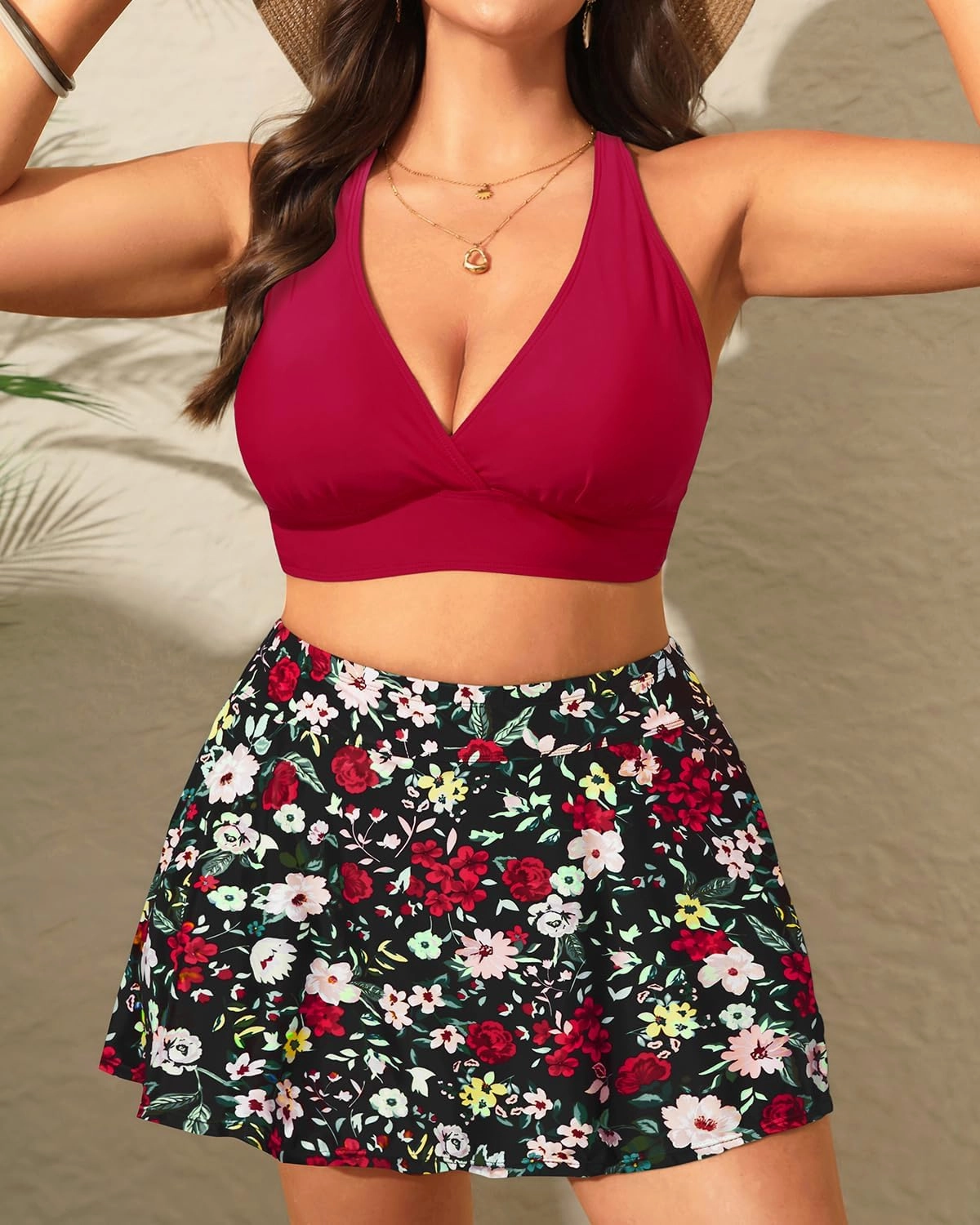 Women's Plus Size High Waisted Bikini - Two Piece Swimsuit with Skirt 2025 Tummy Control Bathing Suit with Pocket