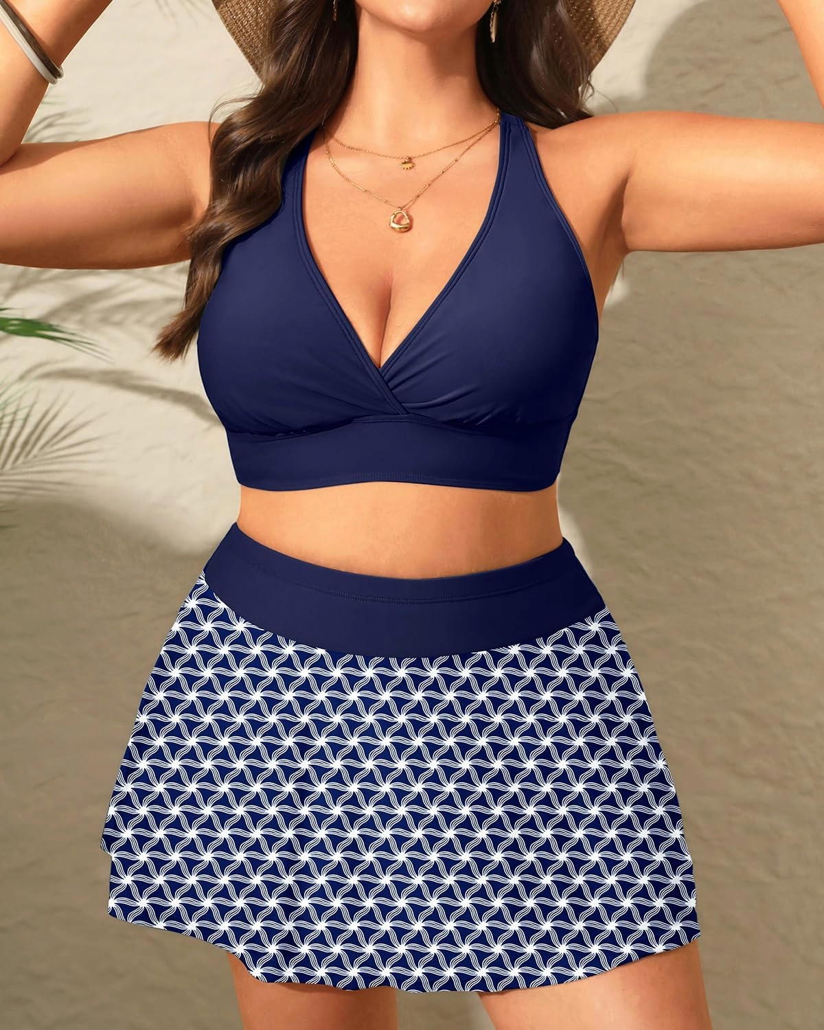 Women's Plus Size High Waisted Bikini - Two Piece Swimsuit with Skirt 2025 Tummy Control Bathing Suit with Pocket