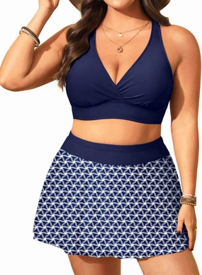 Women's Plus Size High Waisted Bikini - Two Piece Swimsuit with Skirt 2025 Tummy Control Bathing Suit with Pocket