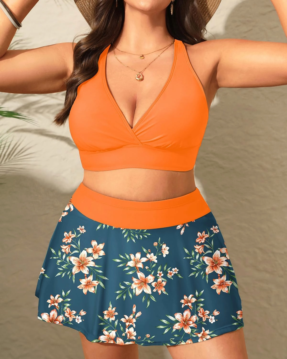 Women's Plus Size High Waisted Bikini - Two Piece Swimsuit with Skirt 2025 Tummy Control Bathing Suit with Pocket