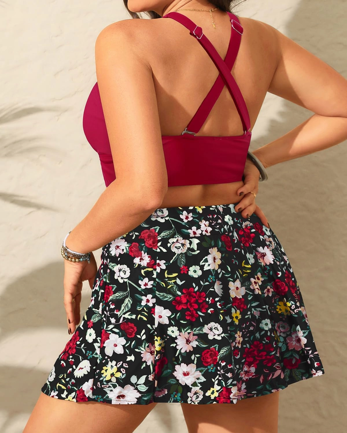 Women's Plus Size High Waisted Bikini - Two Piece Swimsuit with Skirt 2025 Tummy Control Bathing Suit with Pocket