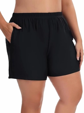 Women's Plus Size Swim Shorts High Waisted Bathing Suit Bottoms Long Swimsuit Board Short Tankini Trunks with Pocket