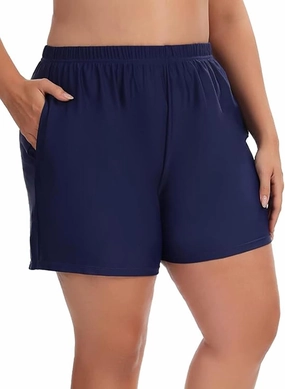 Women's Plus Size Swim Shorts High Waisted Bathing Suit Bottoms Long Swimsuit Board Short Tankini Trunks with Pocket