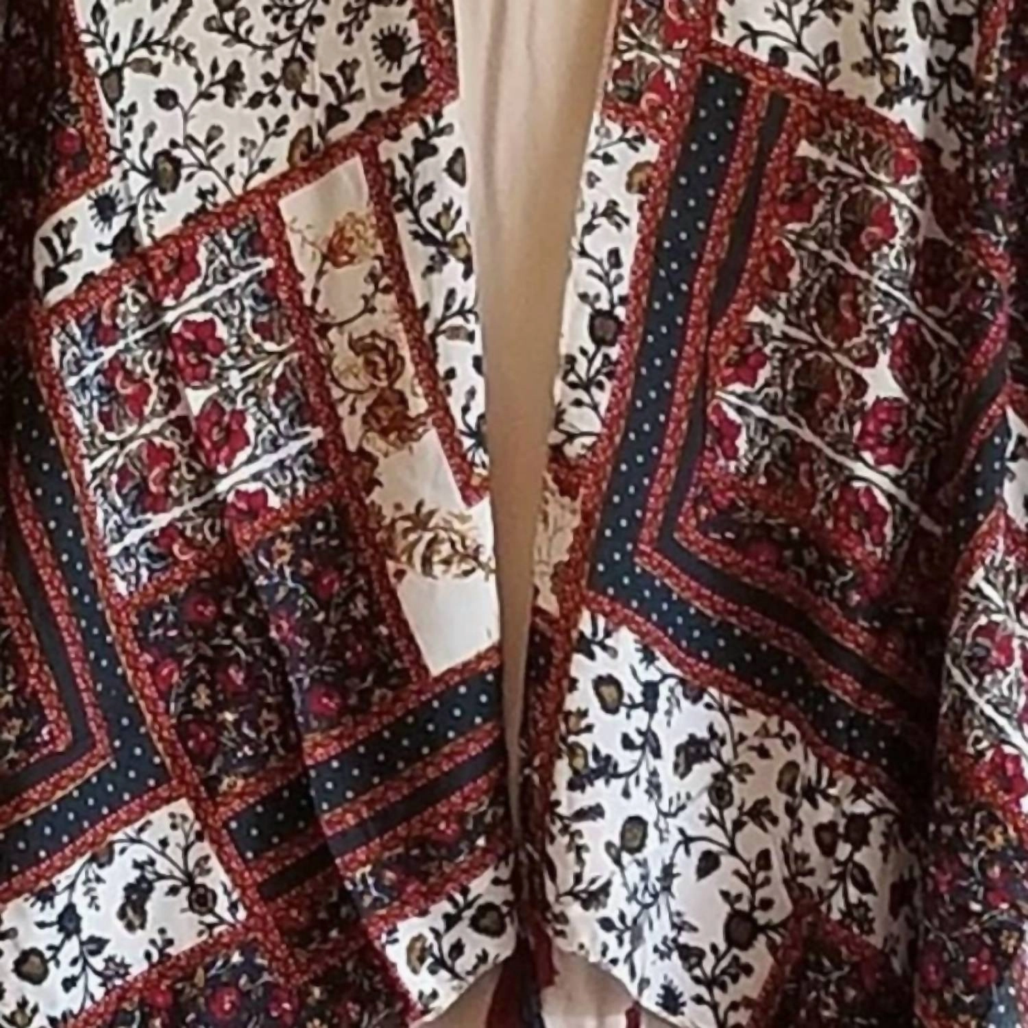 Women's Print Kimono With Tassels In Red