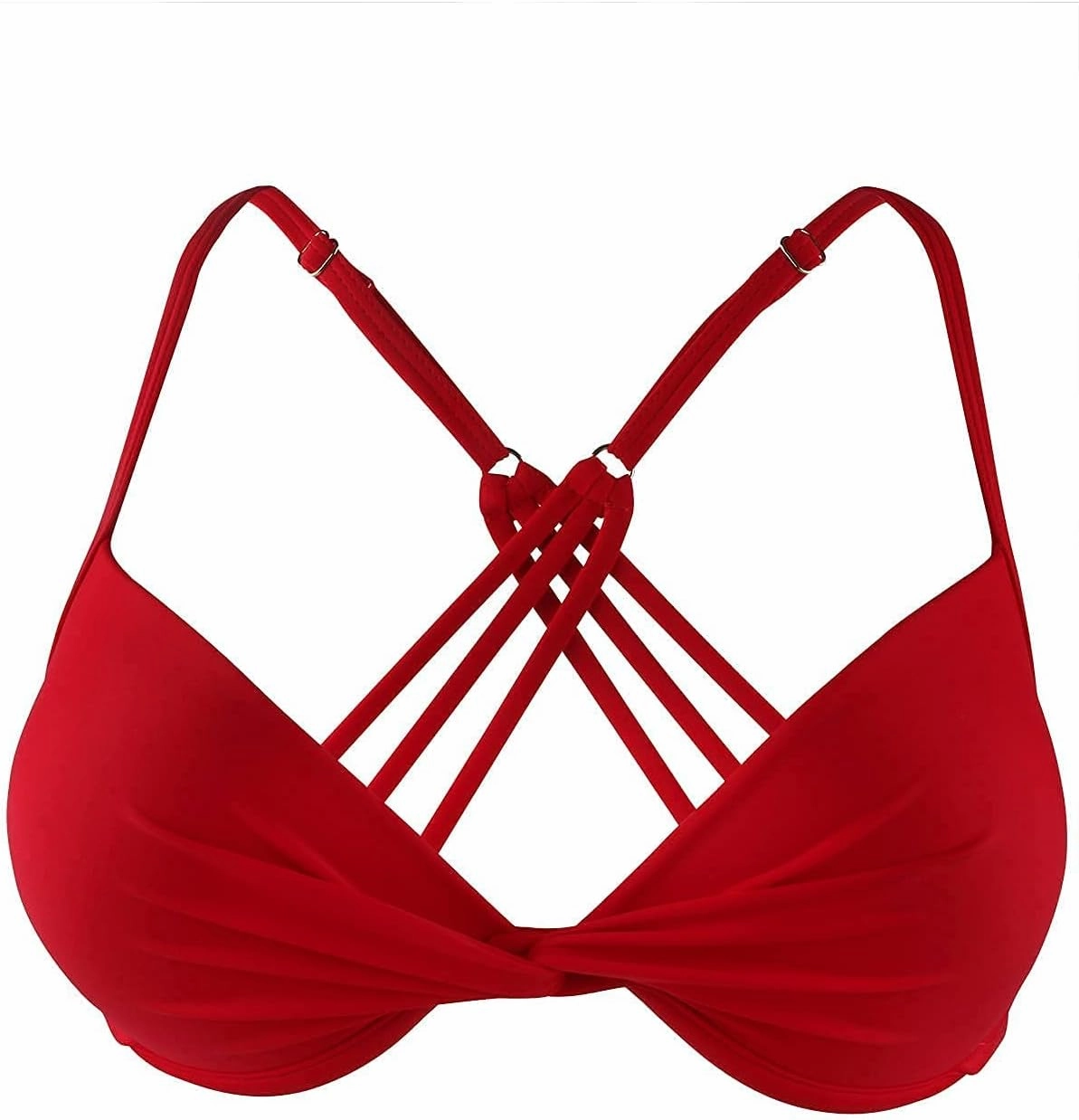 Women's Push Up Bikini Top Twist Front Underwire Molded Soft Pads Vintage Bikini Swimsuits Tops