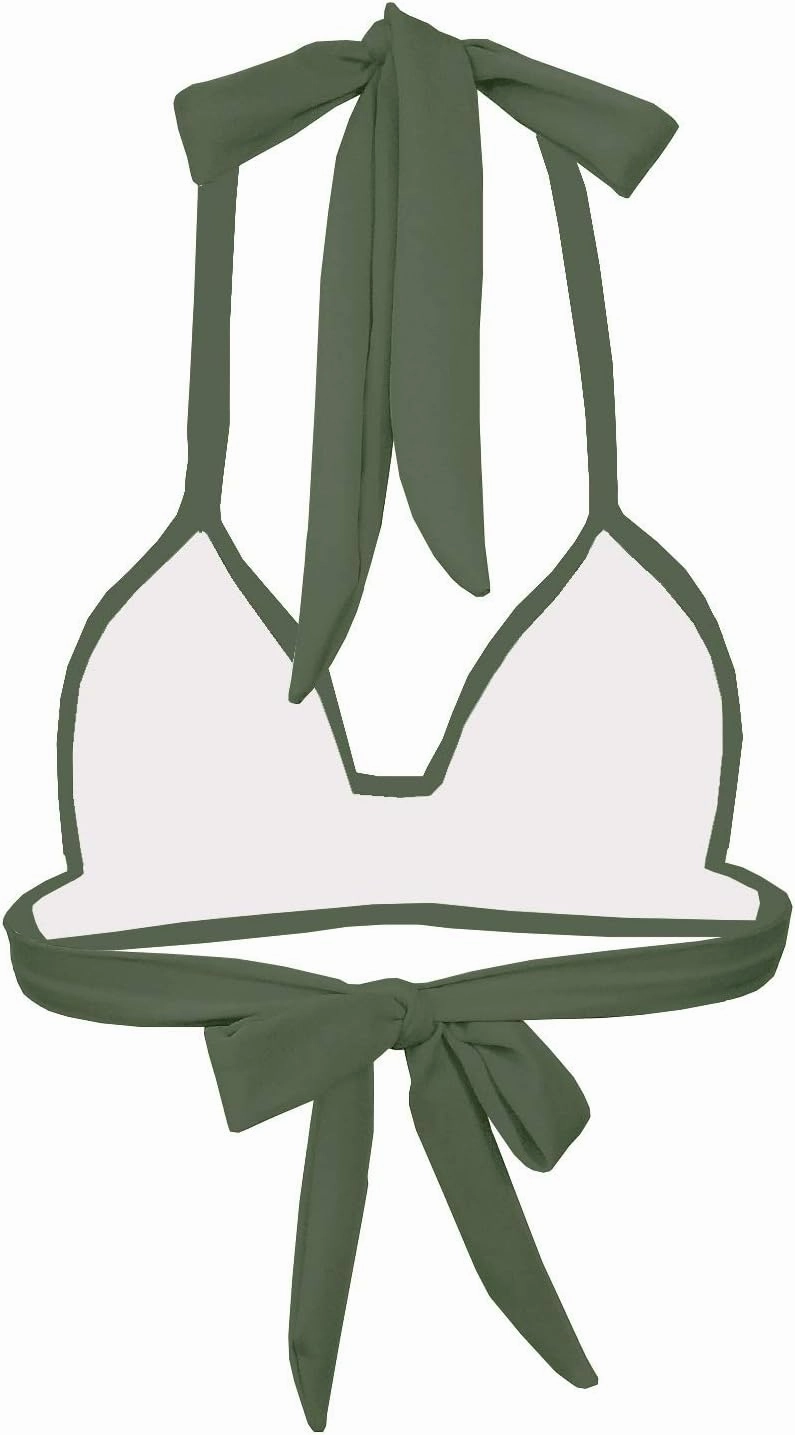 Women's Retro 50s Plaid Pattern Polka Dot Halter Molded Soft Pads Vintage Bikini Swimsuits Tops