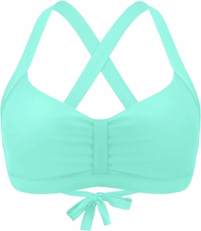 Women's Retro Printed Adjustable Thick Straps Cross Back Push Up Vintage Bikini Swimsuit Tops Only
