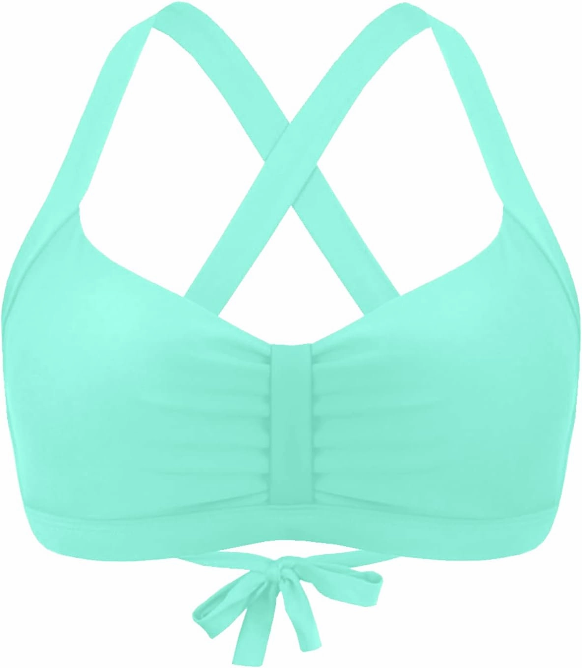 Women's Retro Printed Adjustable Thick Straps Cross Back Push Up Vintage Bikini Swimsuit Tops Only