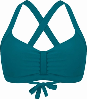 Women's Retro Printed Adjustable Thick Straps Cross Back Push Up Vintage Bikini Swimsuit Tops Only