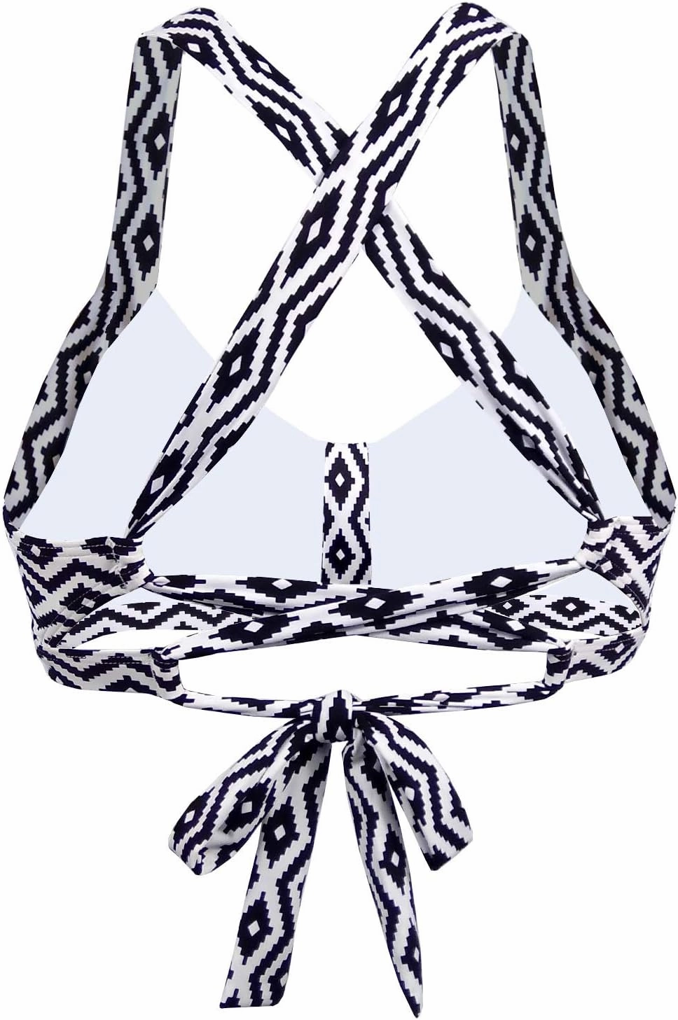 Women's Retro Printed Adjustable Thick Straps Cross Back Push Up Vintage Bikini Swimsuit Tops Only