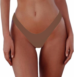Women's Sexy Cheeky Brazilian Cut Bikini Bottom Solid Low Rise High Leg Thong Swimsuit Bottom