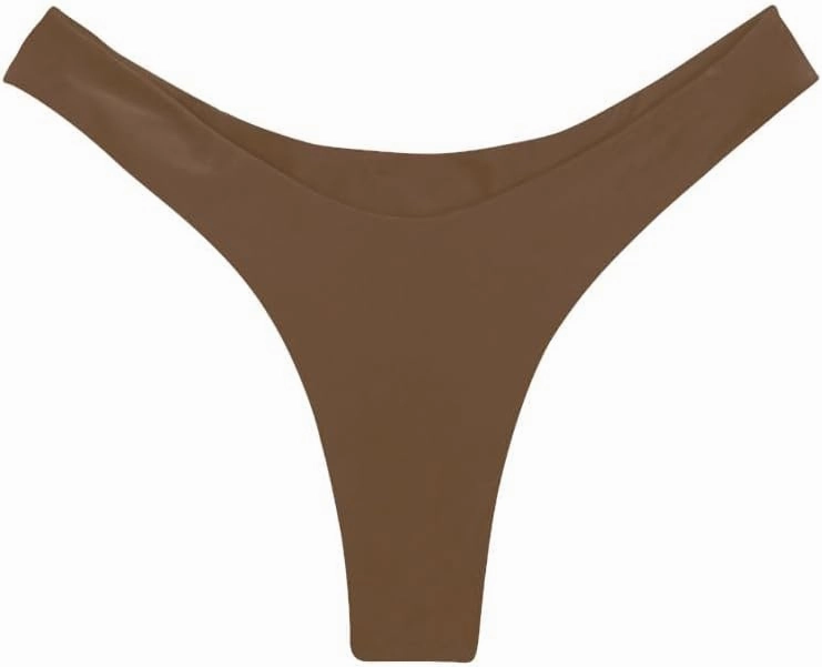 Women's Sexy Cheeky Brazilian Cut Bikini Bottom Solid Low Rise High Leg Thong Swimsuit Bottom
