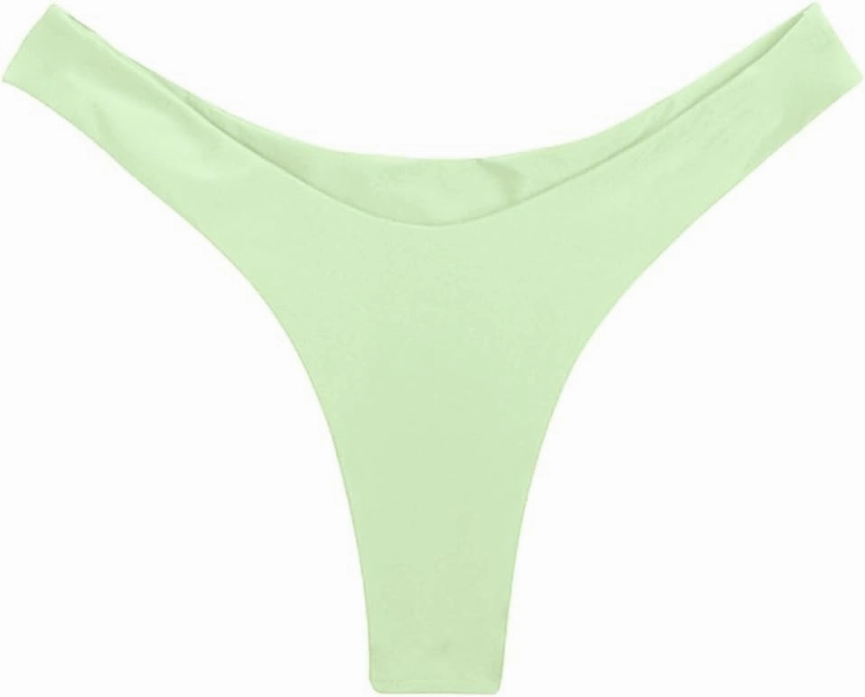 Women's Sexy Cheeky Brazilian Cut Bikini Bottom Solid Low Rise High Leg Thong Swimsuit Bottom