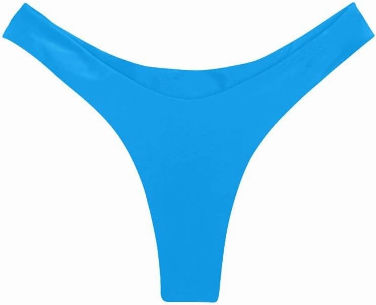 Women's Sexy Cheeky Brazilian Cut Bikini Bottom Solid Low Rise High Leg Thong Swimsuit Bottom