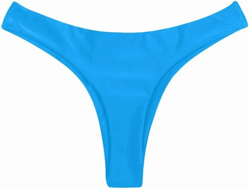 Women's Sexy Cheeky Brazilian Cut Bikini Bottom Solid Low Rise High Leg Thong Swimsuit Bottom