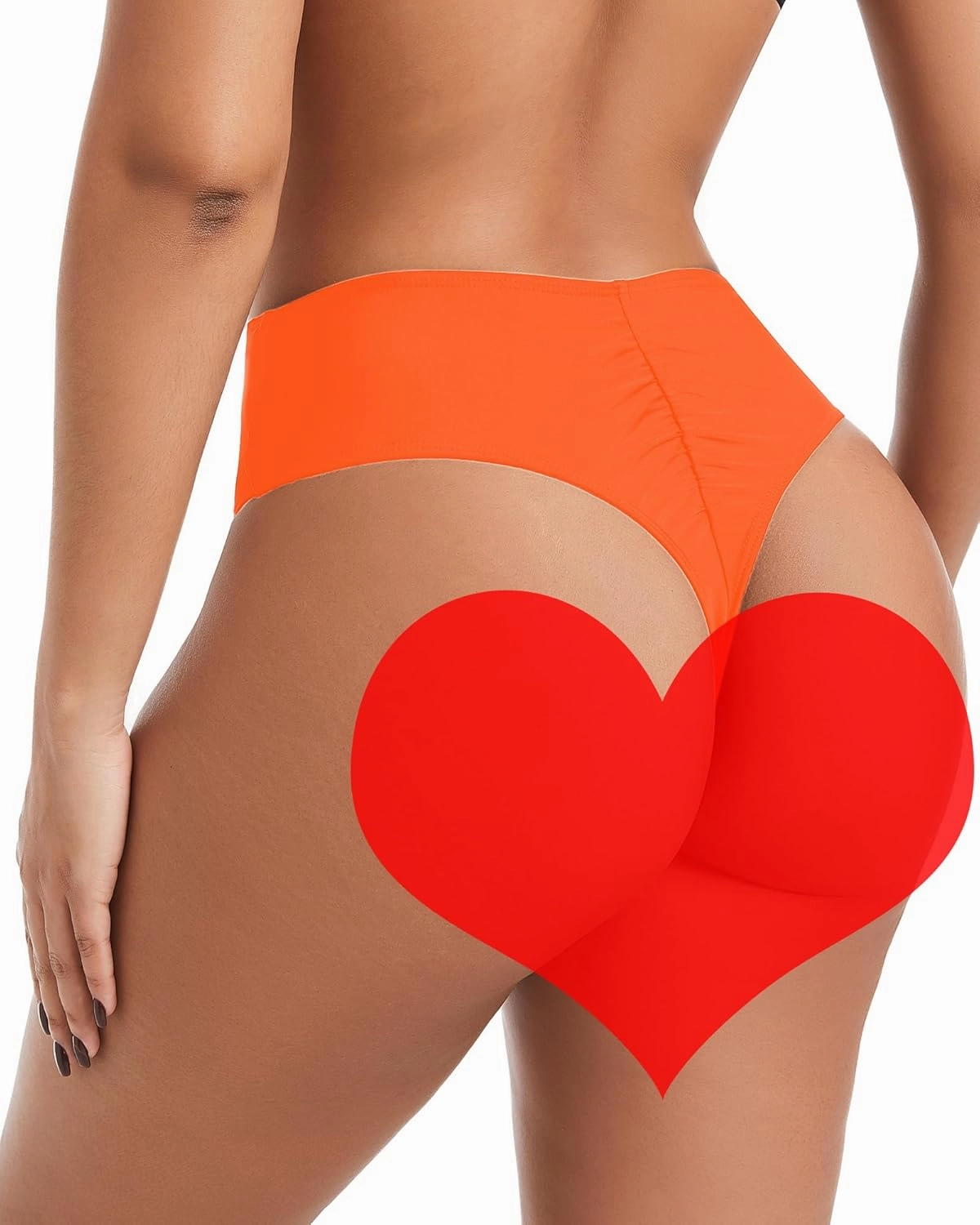 Women's Sexy High Waisted Ruched Back Cheeky Thong Bikini Swimsuit Bathing Suit Bottoms